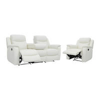 COUCHGARNITUR mit Sessel - 4 Personen - Leder - Elfenbeinfarben - EVASION - Weiß, Leder (205/100/96cm) - Vente-Unique