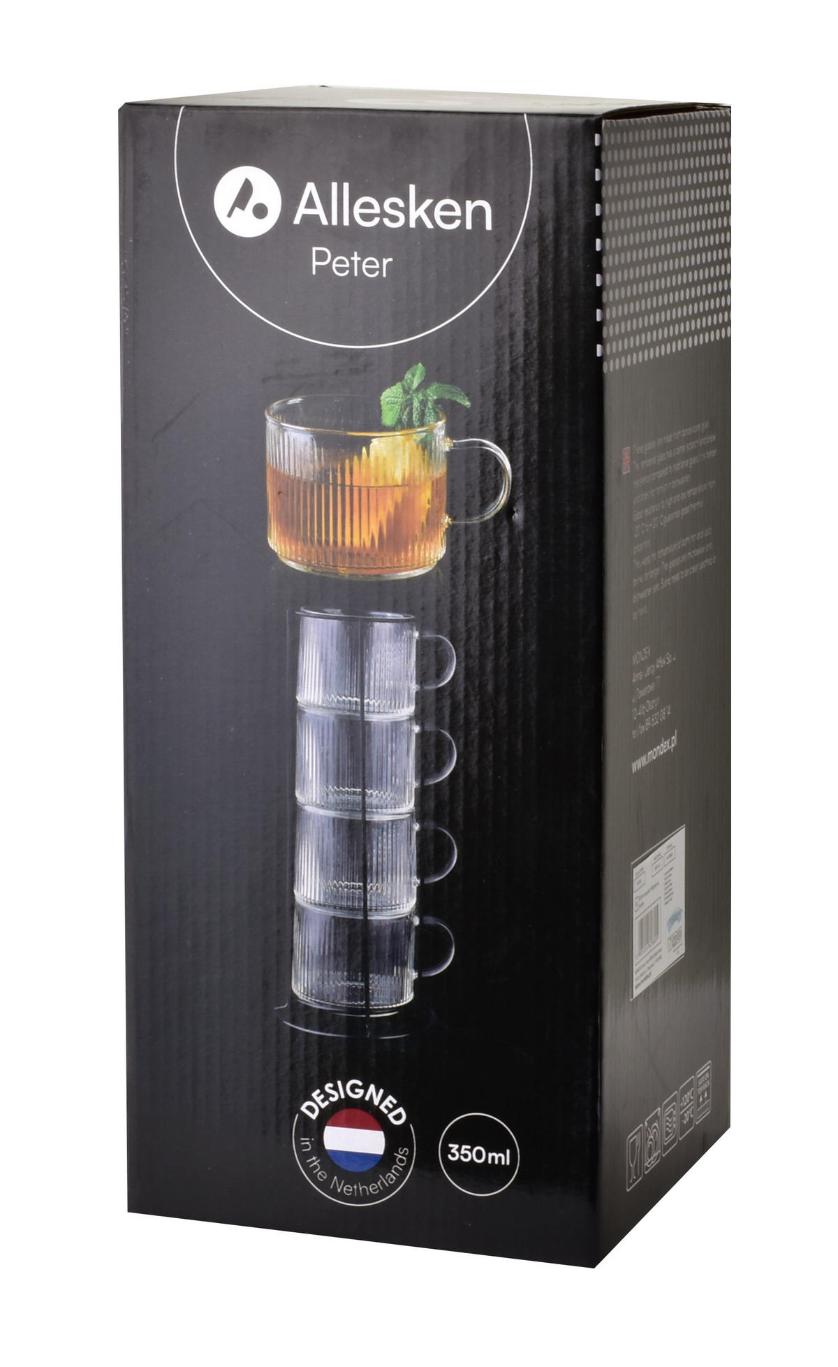 SADA sklenic, borosilikátové sklo, černá - průhledná, sklo (0.35L) - Mondex