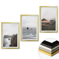WANDBILDER 3er Set - 40x60 cm Goldrahmen - Landschaften aus Bergen und Meer - Goldfarben, Kunststoff (40/60cm) - ArtPrintCave