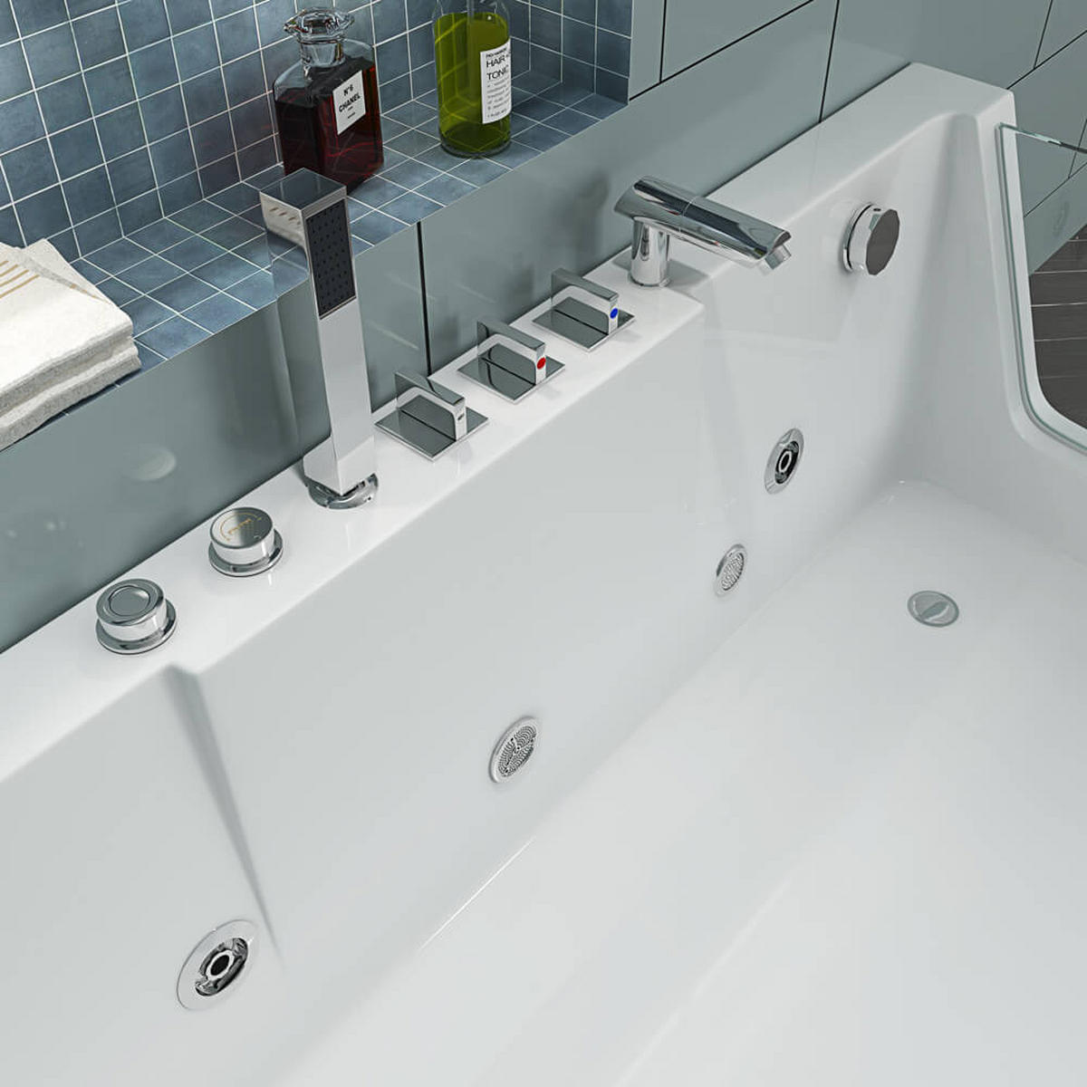 WHIRLPOOL CARICA - Rechts - Weiß, Keramik (170/59/80cm) - Home Deluxe