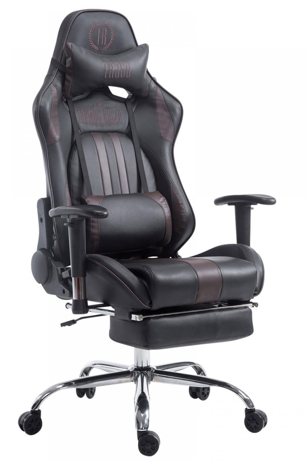 CHEFSESSEL Lederlook schwarz/braun - Schwarz/Braun, Textil/Metall (70/125/58cm) - CLP