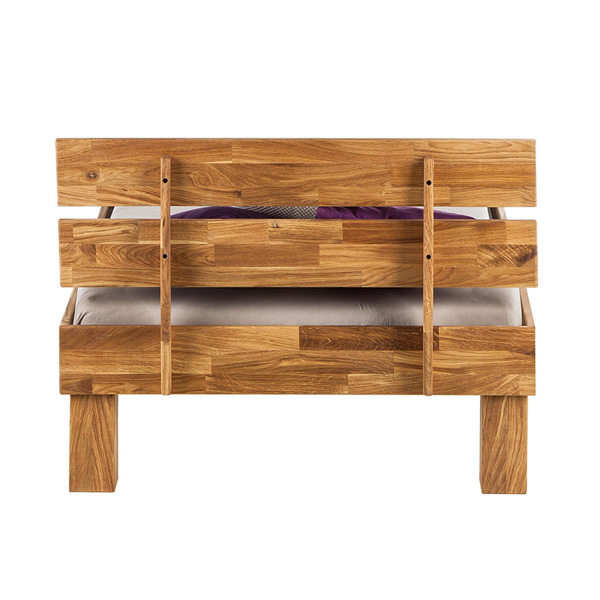 BETT - Massivholz - Eichefarben, Holz (100/200cm) - home24
