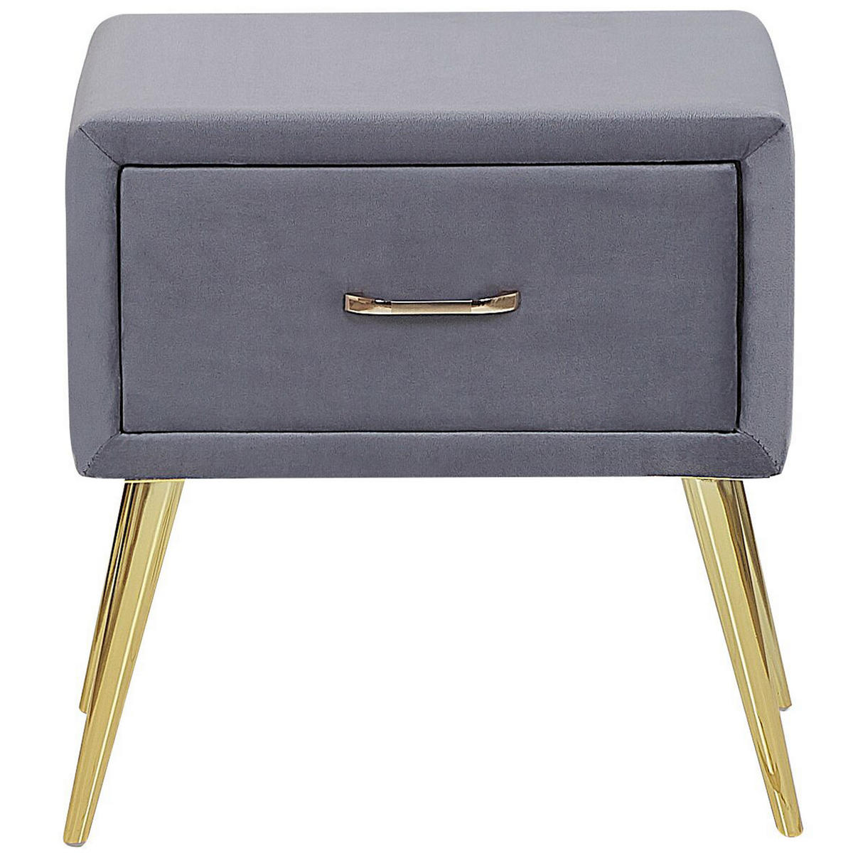 NACHTTISCH Samtstoff grau/gold 1 Schublade 38/46/49 cm Flayat - Goldfarben/Grau, Textil (46/49/38cm) - Beliani