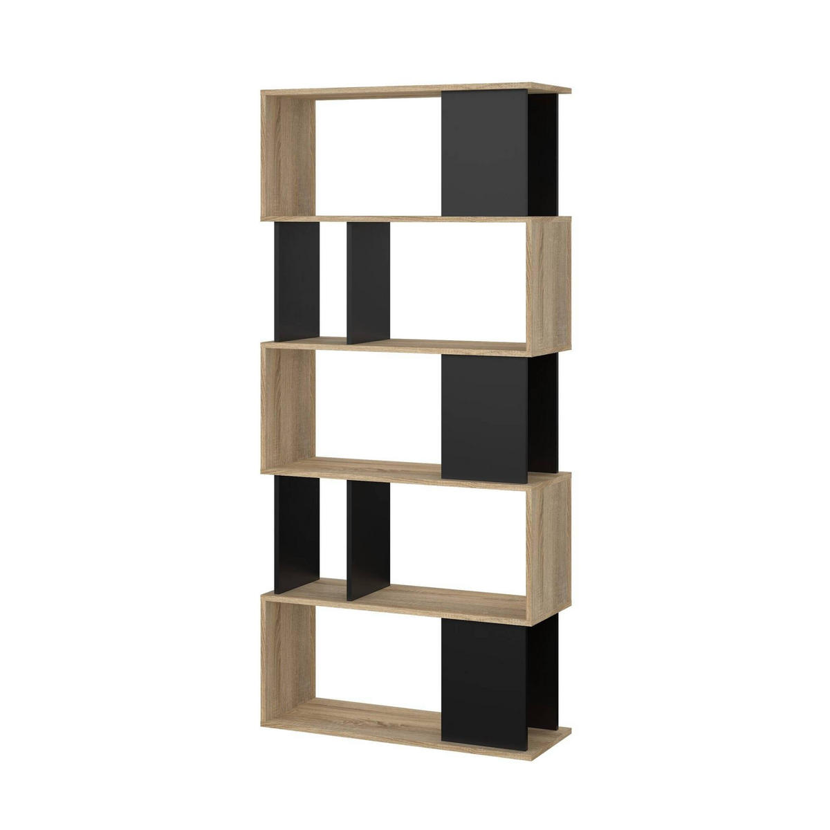 BÜCHERREGAL Eiche, Schwarz 29.5/80/173.5 cm - Braun, Holzwerkstoff (80/174/30cm) - DMORA