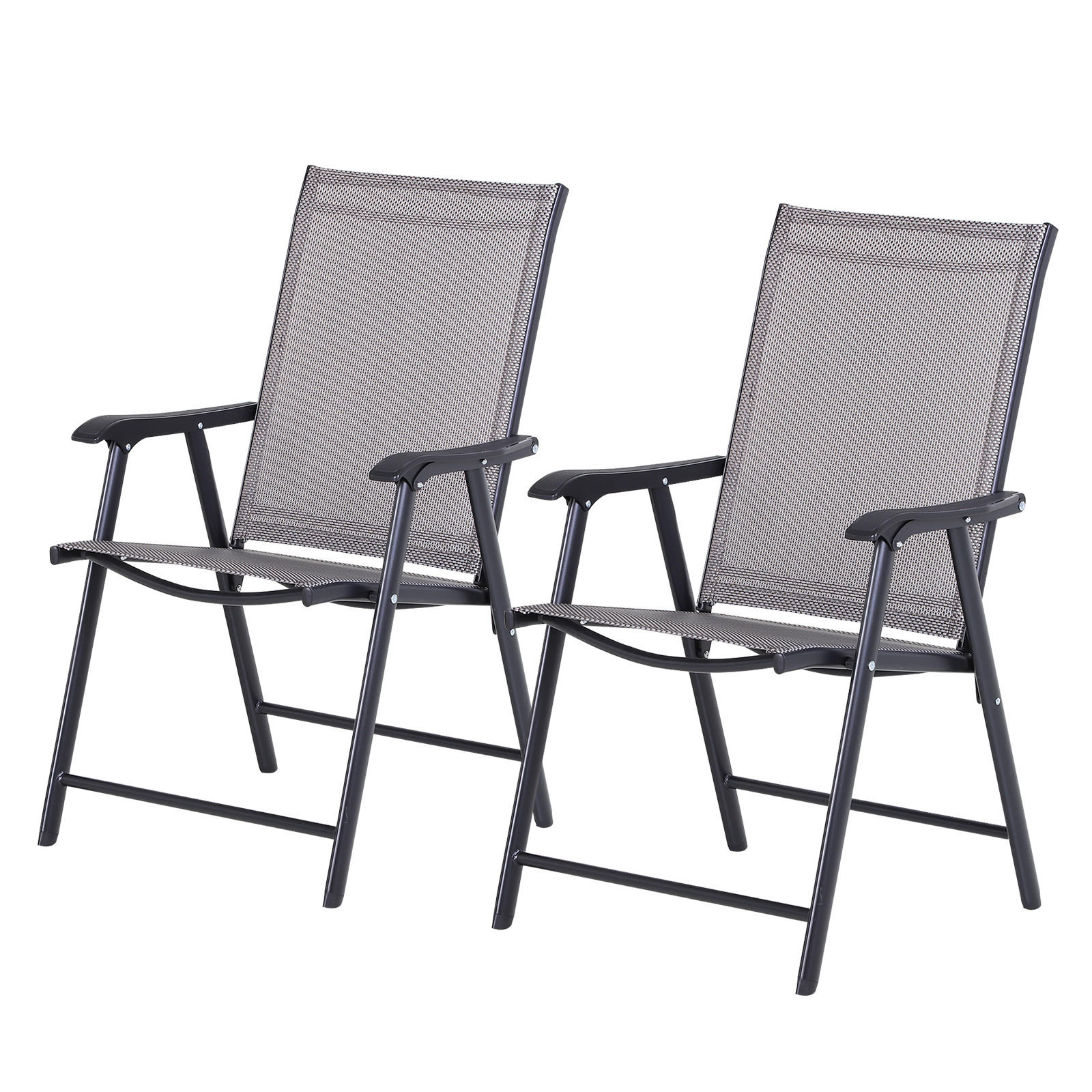 KLAPPSTUHL, Metall, Texteline, Grau - Grau, Metall (64/94/58cm) - Outsunny