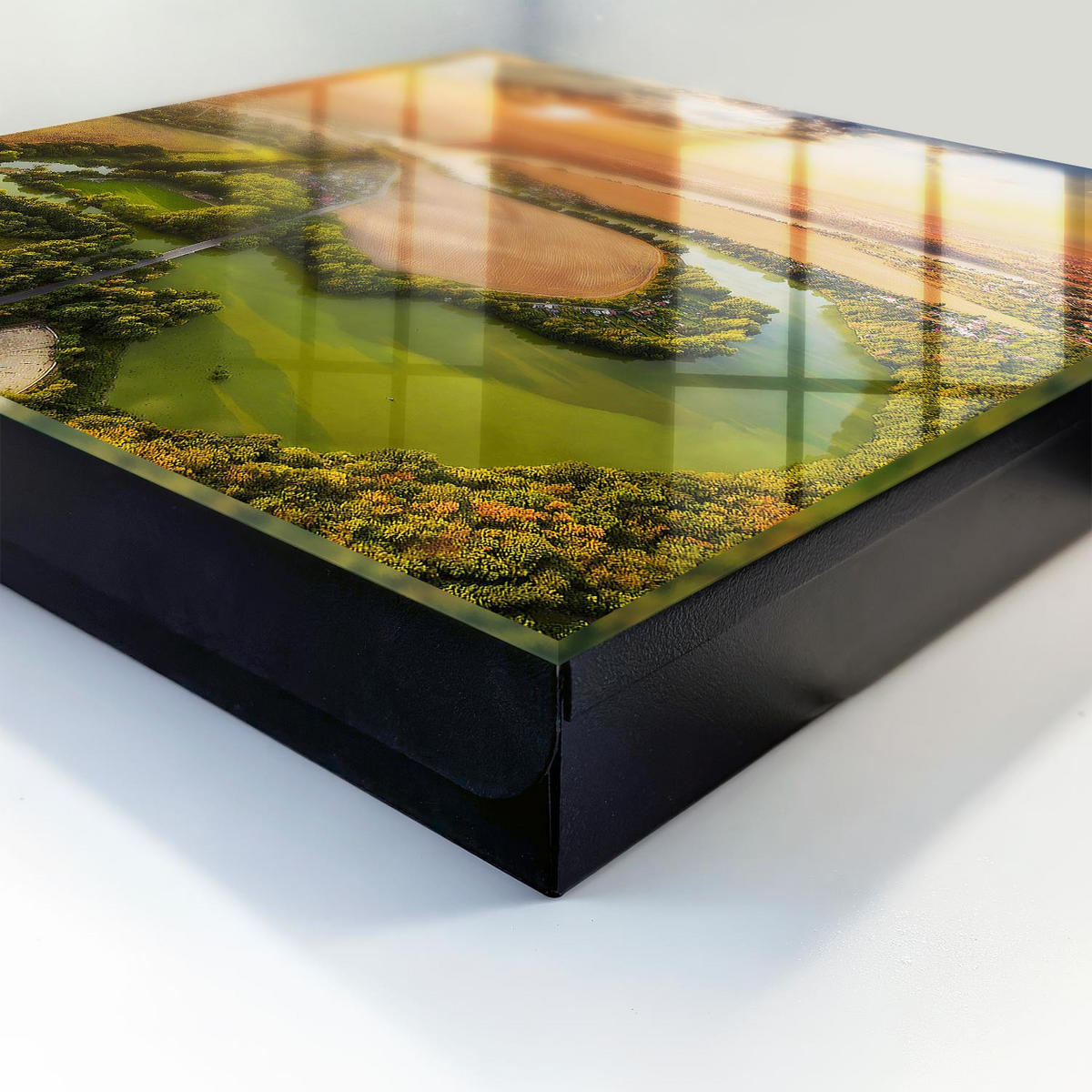 SCHLÜSSELBOX Schwarz 30x30 cm- Türöffnung nach rechts - Landschaft der Natur - Grün, Metall (30/30/5cm) - TULUP