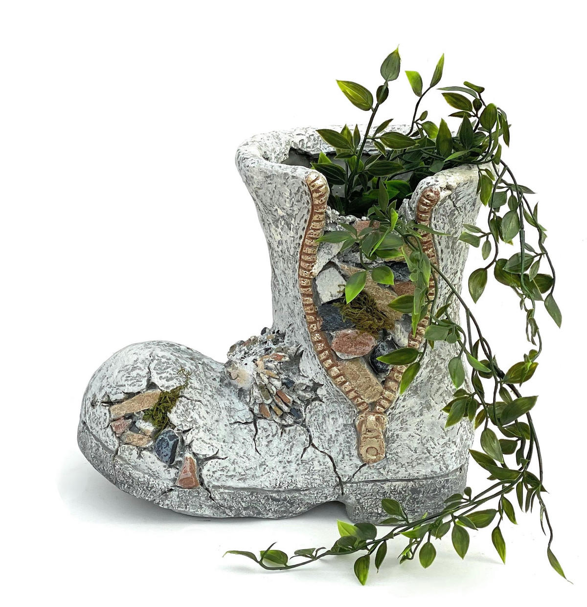 PFLANZTOPF Stiefel aus Magnesia wetterfest 32 cm - Grau, Naturmaterialien (32/28.5/19cm)