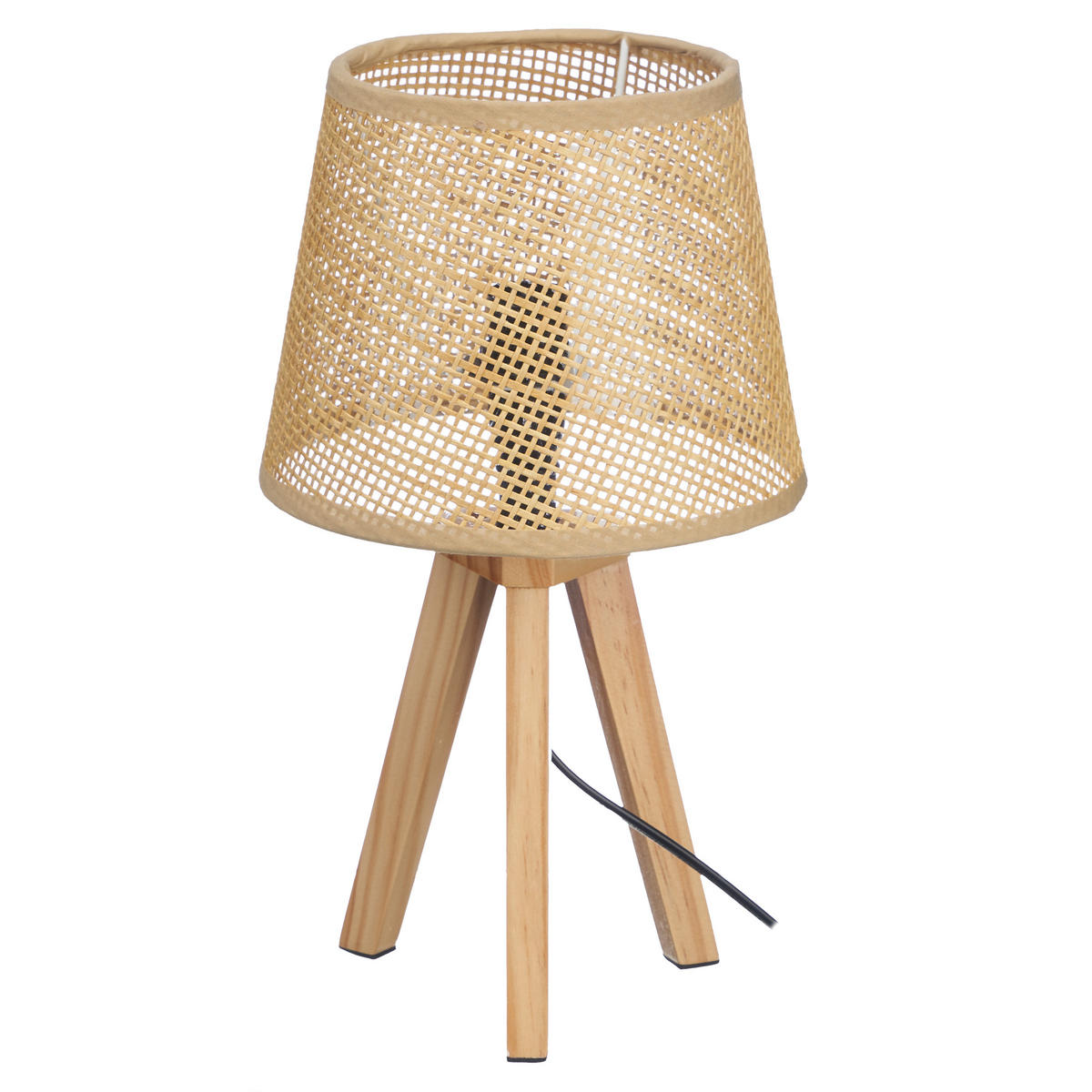 NACHTTISCHLAMPE Boho Natural 32 cm - Beige, Holz (18/18/32cm) - Giftdecor