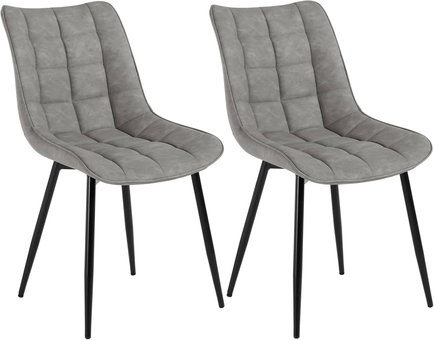 ESSZIMMERSTUHL 2er Set, Sitzfläche aus Kunstleder - Schwarz/Grau, Metall (46.5/85.5/46cm) - Woltu