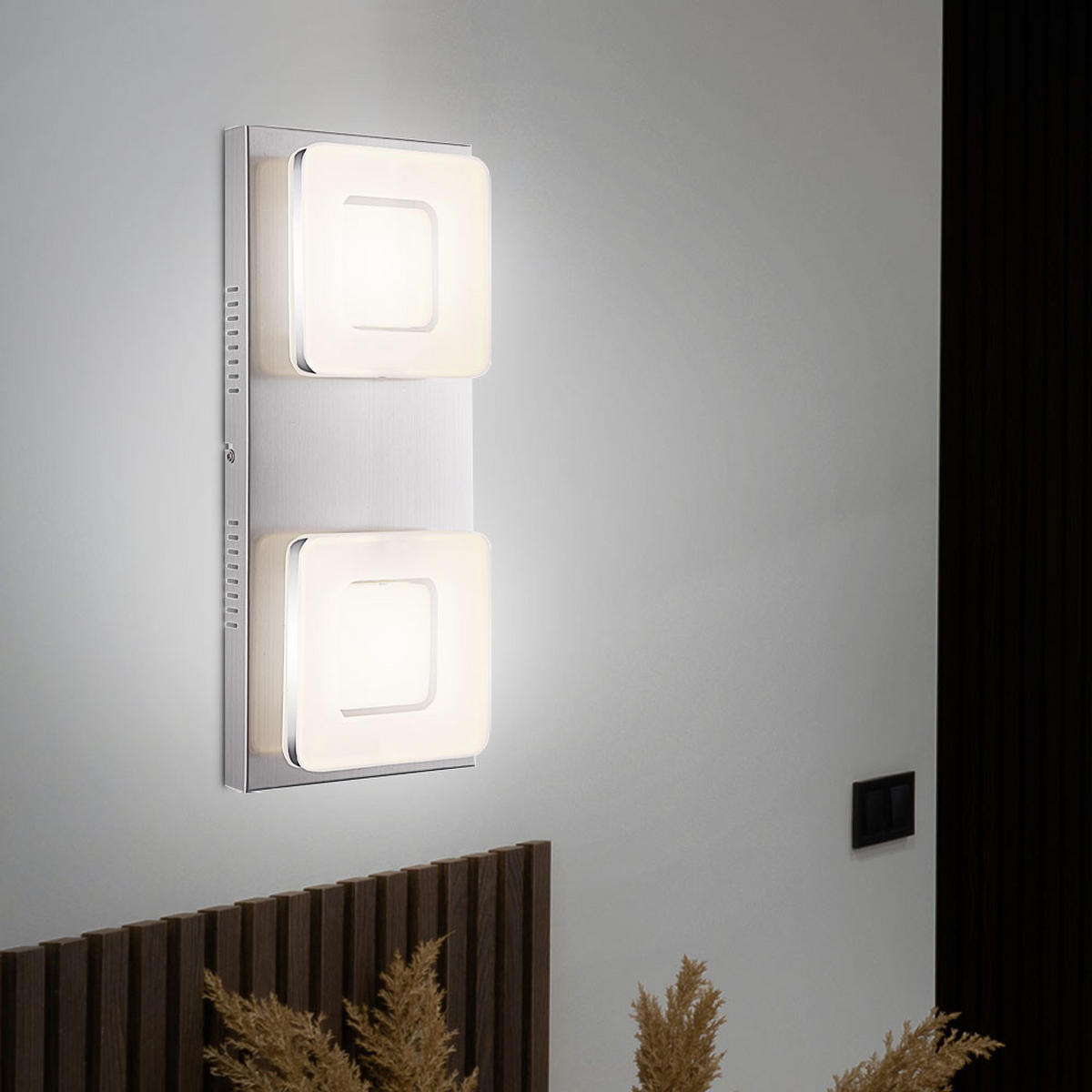 LED WANDLEUCHTE Stahl Silber matt - Silberfarben, Metall (18/43/7.5cm) - Globo Lighting