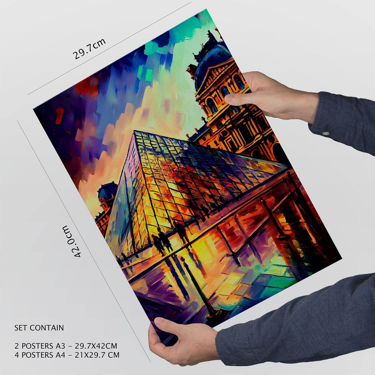 POSTER Set Mit 6 Winkel Im Ölgemälde Stil A3 & A4 Rahmenlos - Klar, Papier (29/3cm) - Nacnic