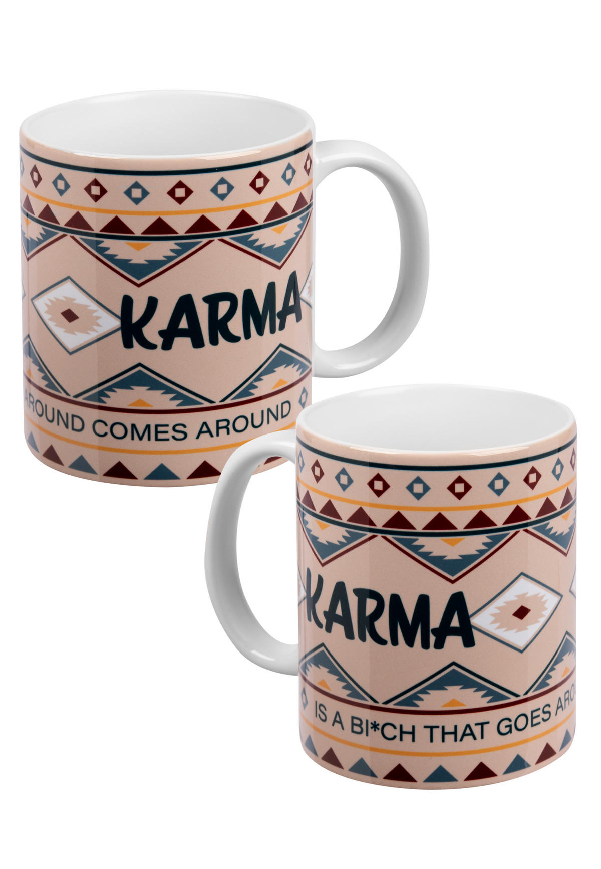 KAFFEEBECHER Karma is a Bi*ch that goes around comes around Mehrfarbig 320 ml - Multicolor, Keramik (0.32L) - United Labels