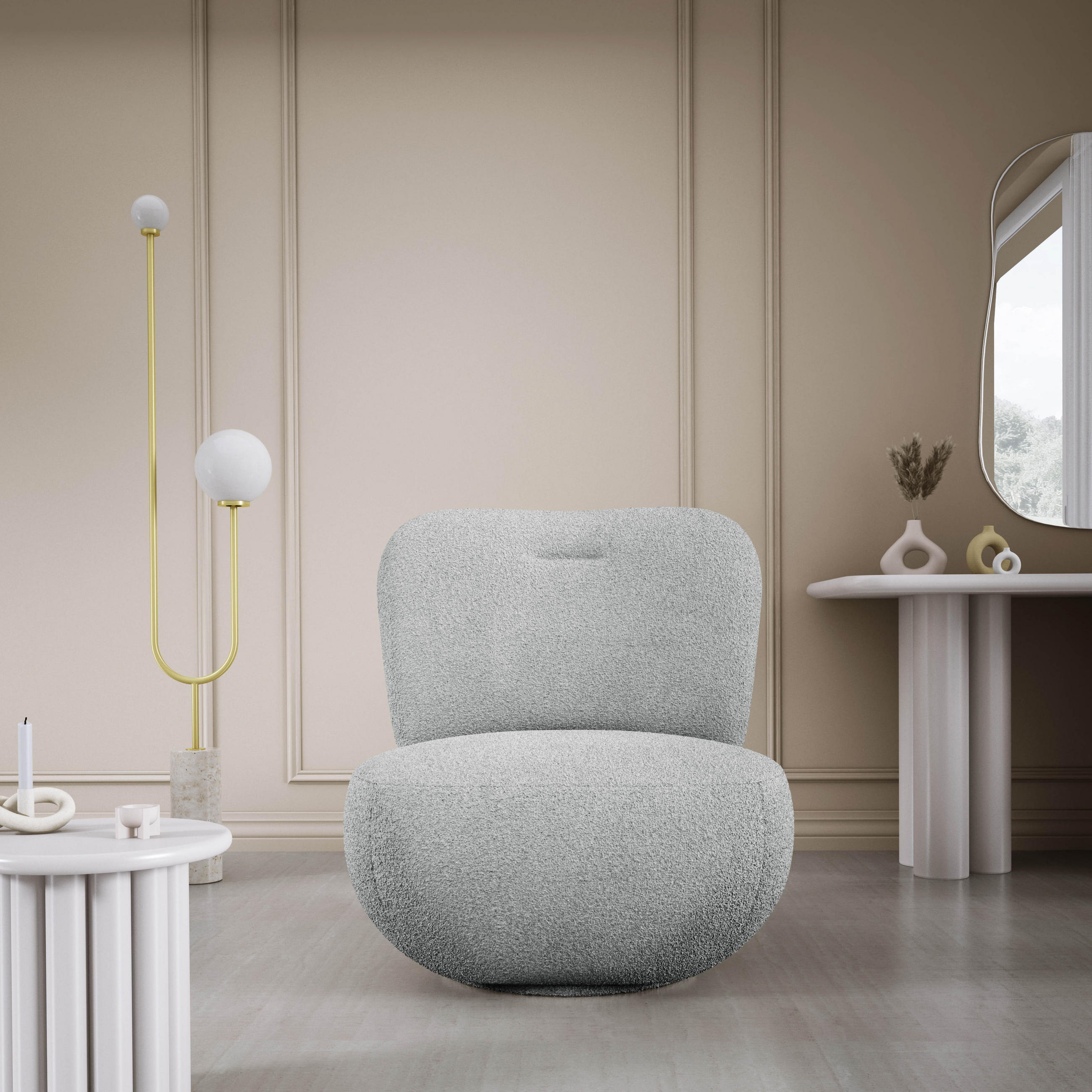 DREHSESSEL LUIS, Freistehend, Sitz drehbar 360°, 39x82x56 cm, DUNKELGRAU - Dunkelgrau, Holz/Textil (82/72/66cm) - DomoHome