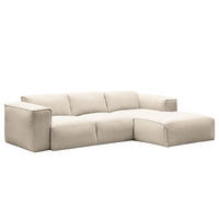 3-SITZER ECKSOFA mit Longchair - Beige/Schwarz, Textil (251/173cm) - home24