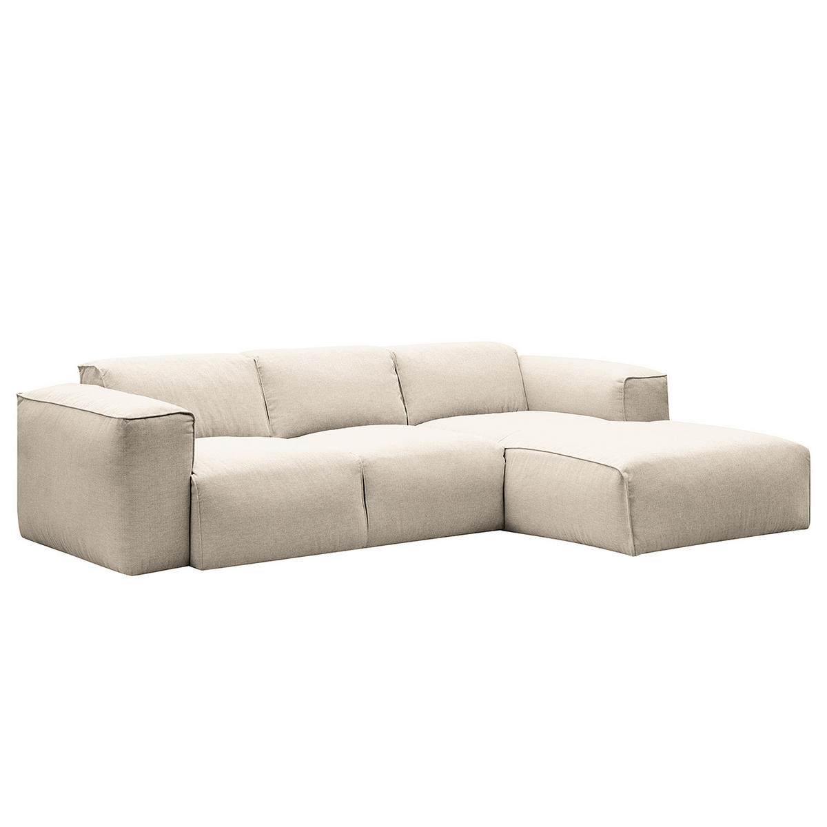 3-SITZER ECKSOFA mit Longchair - Beige/Schwarz, Textil (251/173cm) - home24