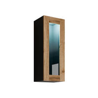 HÄNGEVITRINE 90 Vigo Glas mit weißer LED Beleuchtung - Eiche Wotan/Schwarz, Holzwerkstoff (35/90/32cm) - MIRJAN24