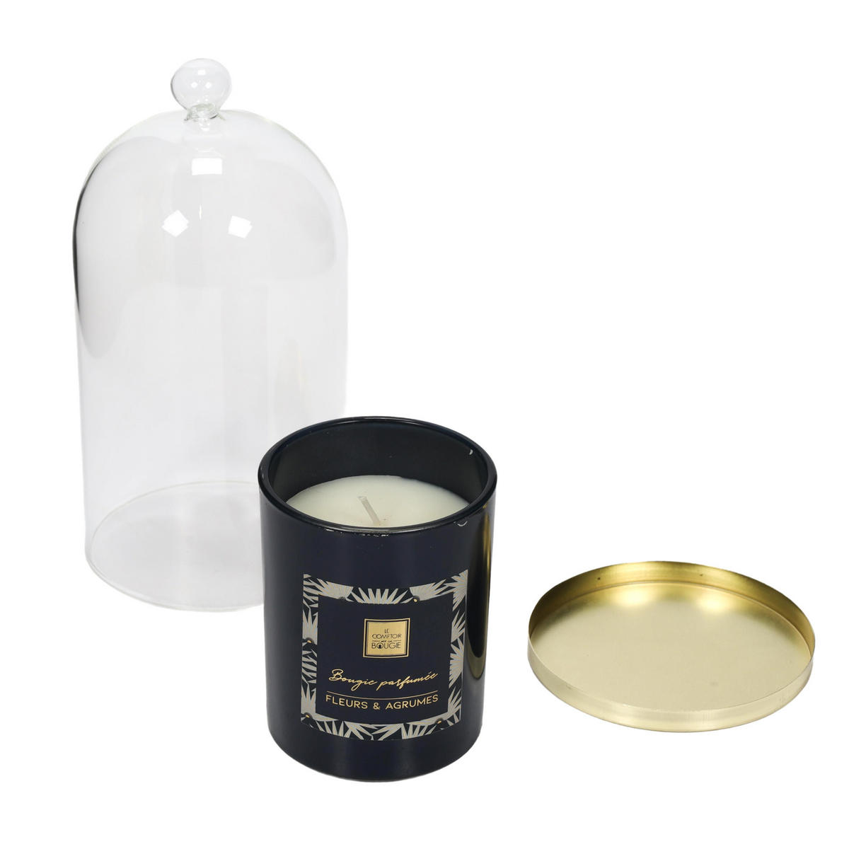 DUFTKERZE mit Glaskuppel Feel 10/10/20 cm - Dunkelblau, Paraffin (10/20cm) - Atmosphera Createur d´interieur