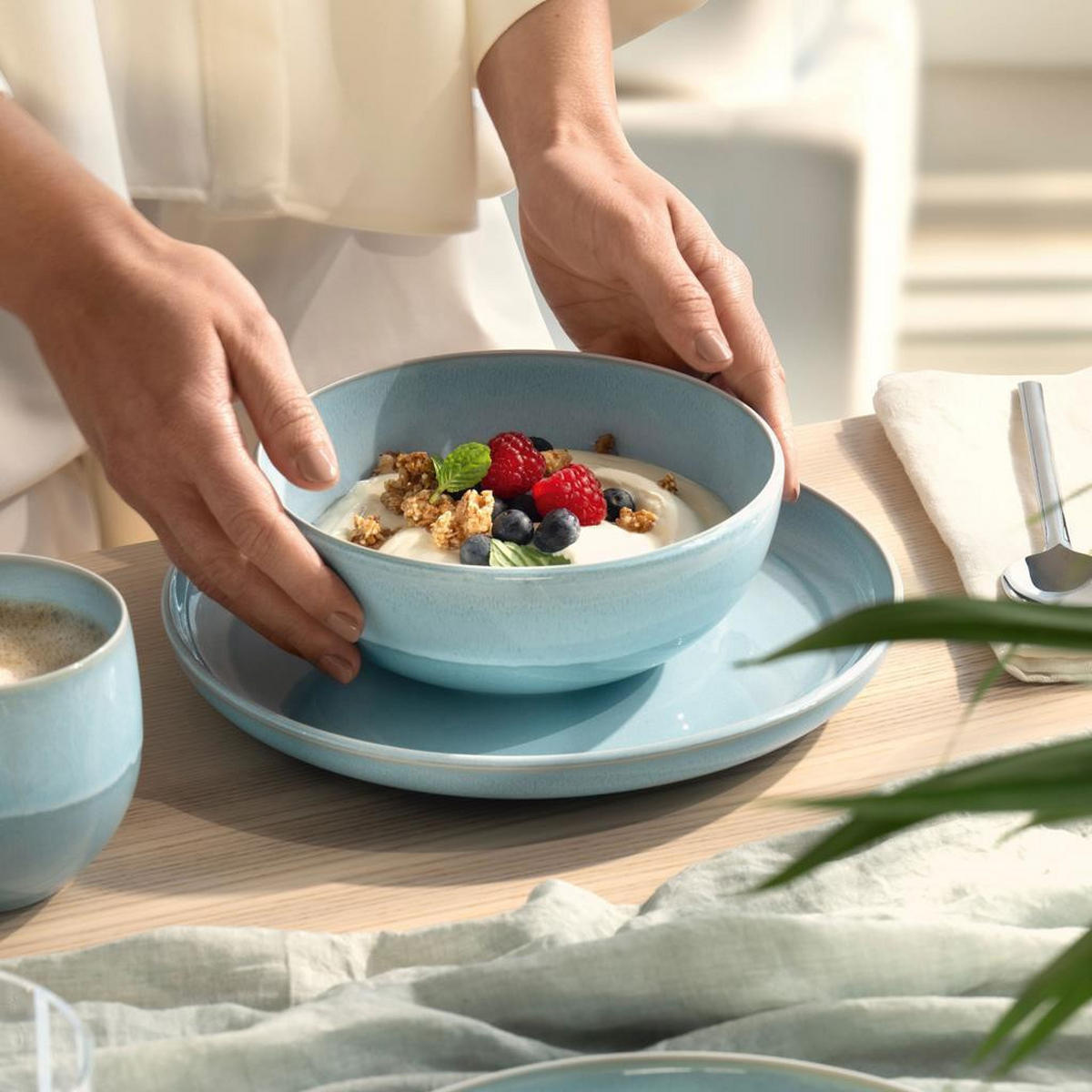 SALAT-SET Perlemor Aqua blau 5er Set - Blau, Keramik (2/2/2cm) - like.Villeroy & Boch