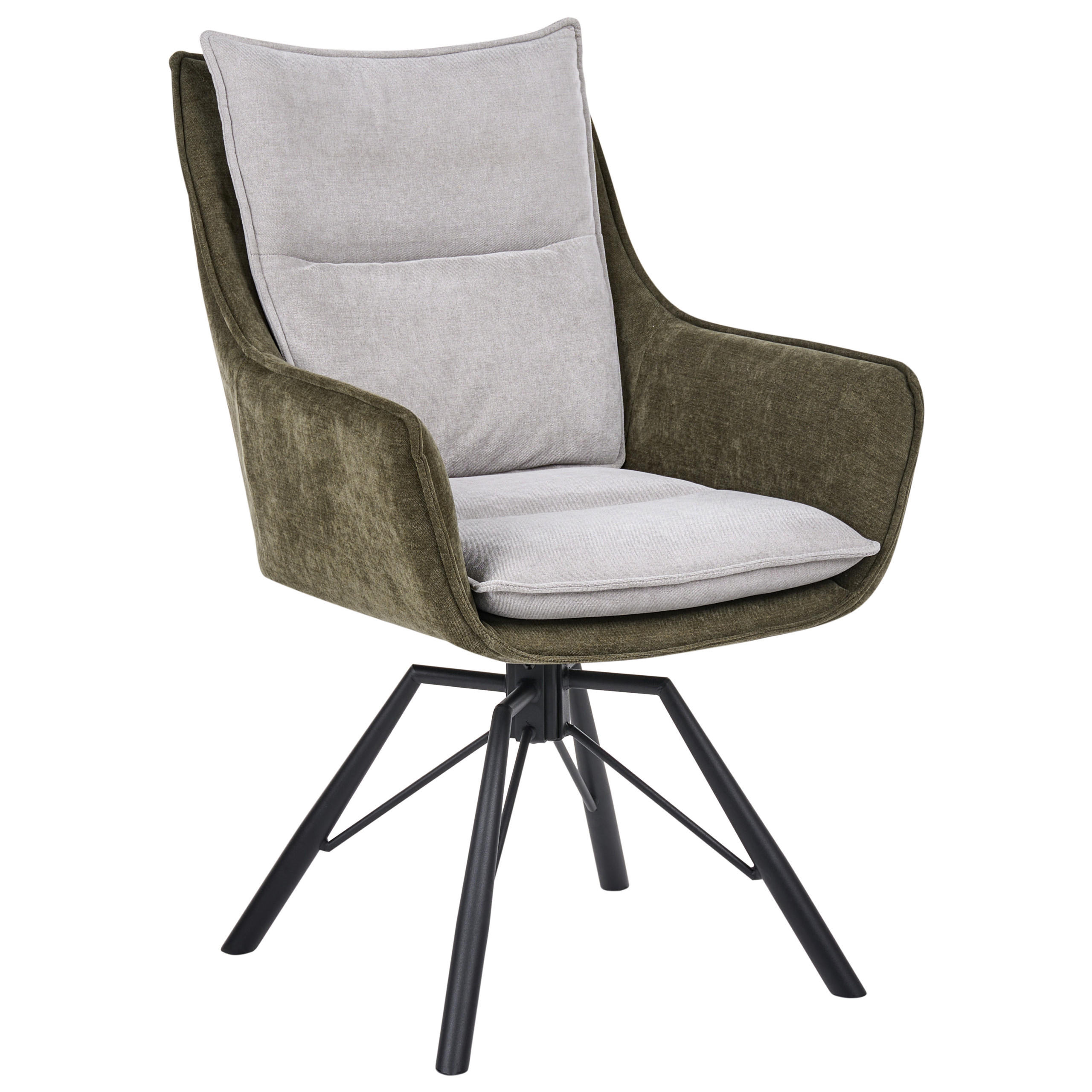 JÍDELNÍ ŽIDLE otočná Žinylková látka Světle šedá/Tmavě zelená Anneberg - světle šedá, textil (60/94/64cm) - Beliani