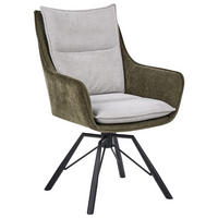 JÍDELNÍ ŽIDLE otočná Žinylková látka Světle šedá/Tmavě zelená Anneberg - světle šedá, textil (60/94/64cm) - Beliani