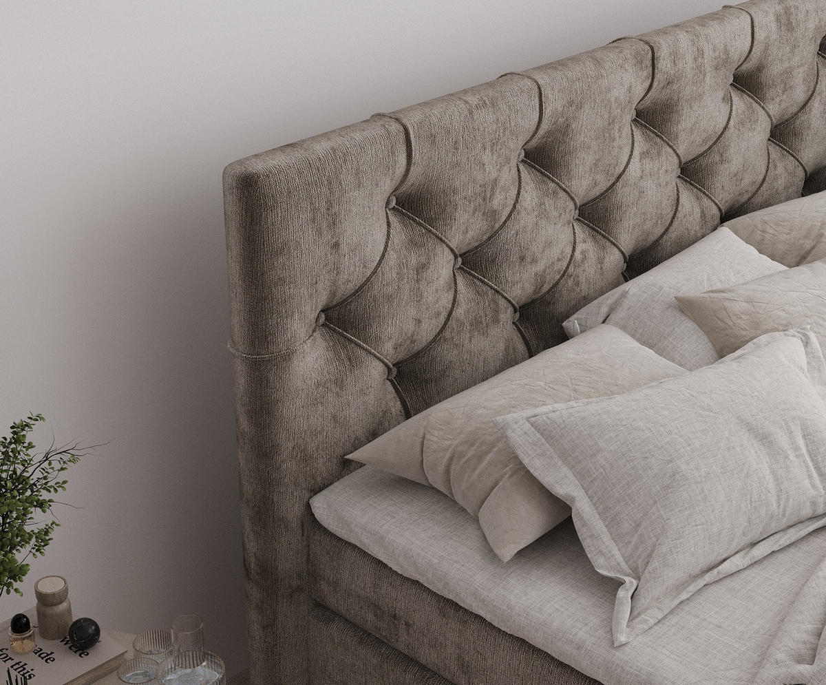 BOXSPRINGBETT Hugo Braun 140/200 cm - Schwarz/Braun, Holz/Holzwerkstoff (140/200cm) - Maison de Reve
