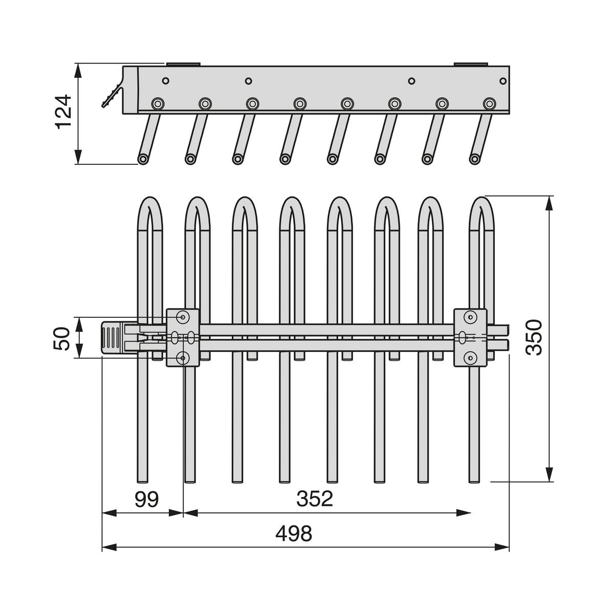 HOSENBÜGEL Ausziehbar Links, Stahl Und Kunststoff, Titanium - Titanfarben, Metall (49.8/13/35cm) - EMUCA