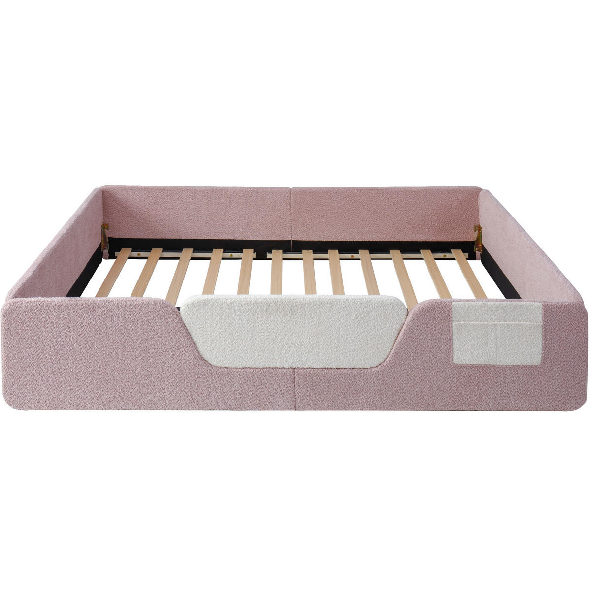 POLSTERBETT mit abnehmbaren Seitengittern 140x190 cm Samt Rosa - Pink, Metall (90/190cm) - Beauniv