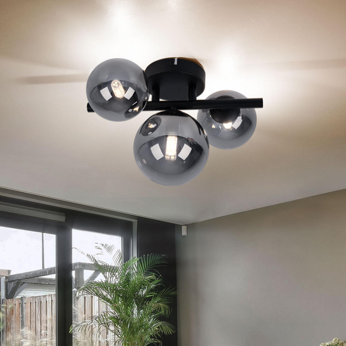 LED DECKENLEUCHTE Glas Schwarz - Schwarz, Glas (19/21/28cm) - Globo Lighting