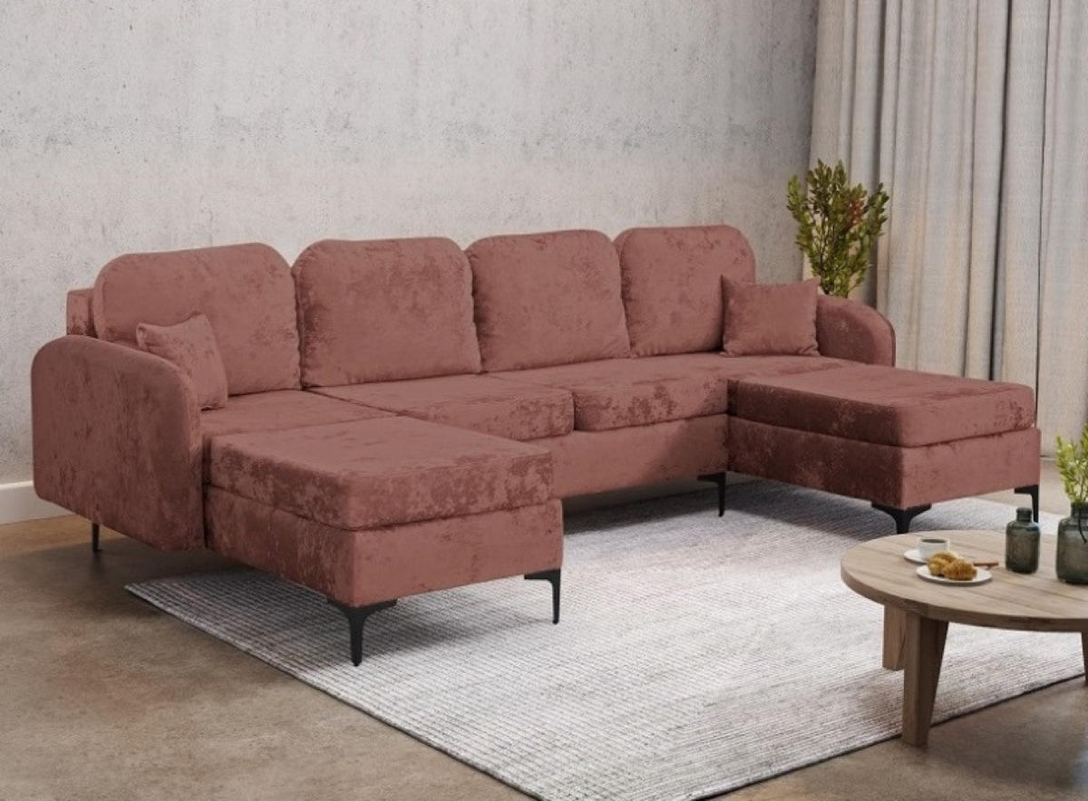 ECKSOFA Rosa VENI U - Rosa, Textil (294/172cm) - Sepro Meble