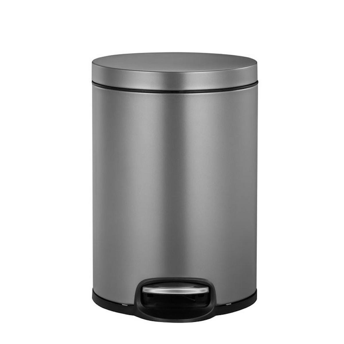 MÜLLEIMER Mit Stilvollem Pedal & Deckel & Kunststoffinneneimer 5 Liter Platin - Anthrazit, Metall (20.3/29/26.5cm) - PROREGAL