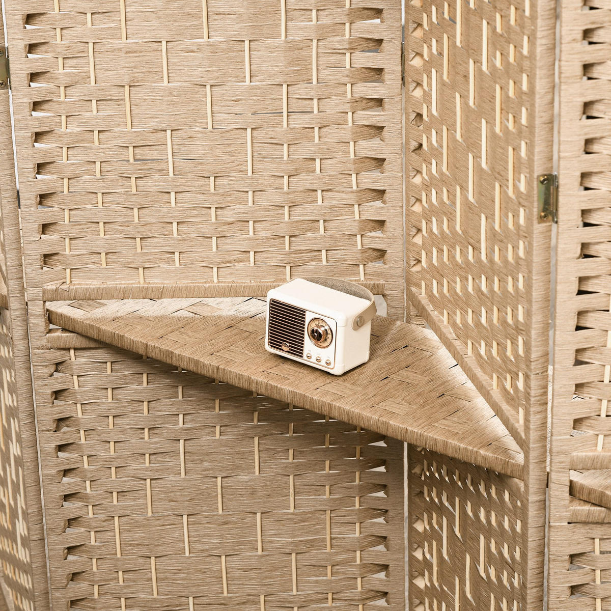 PARAVENT aus Papierfaser in Naturholz-Optik - Naturfarben, Holz/Papier (1.6/170cm) - HOMCOM