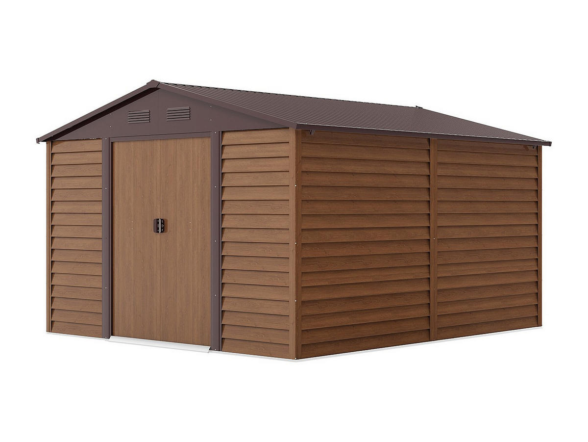 SCHREBERGARTENHAUS - 309 cm x 352 cm - metall - naturfarben dunkel Arsego - Naturfarben, Metall (309/177/352cm) - Vente-Unique