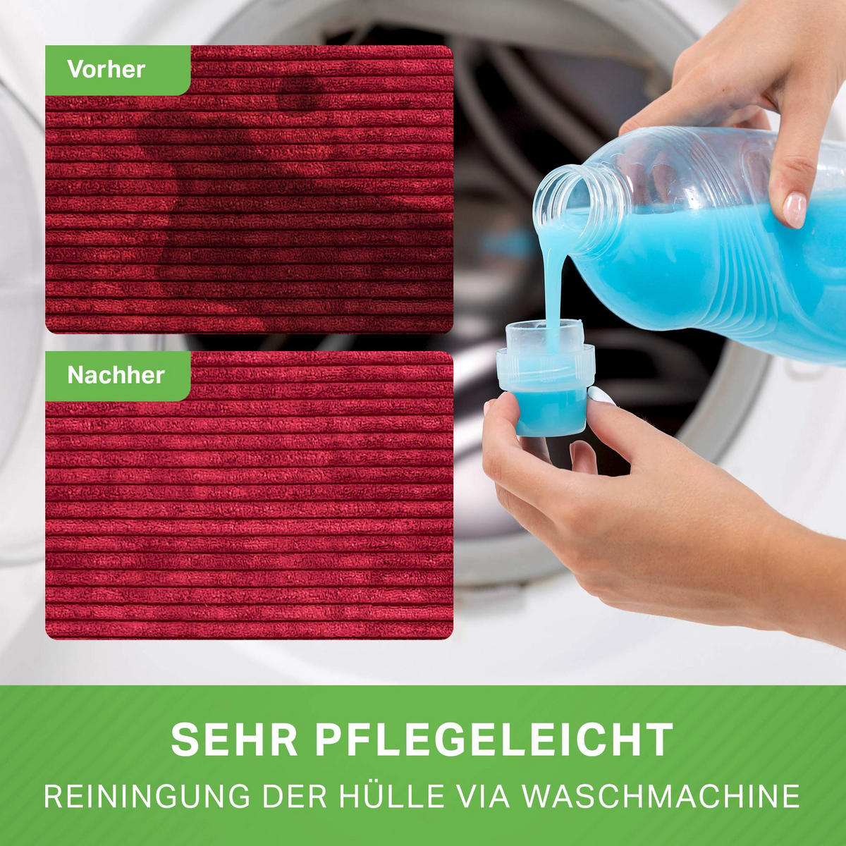 LOUNGE-SITZSACK Cozy + Fußhocker - Rot, Textil (80/90/90cm) - Green Bean
