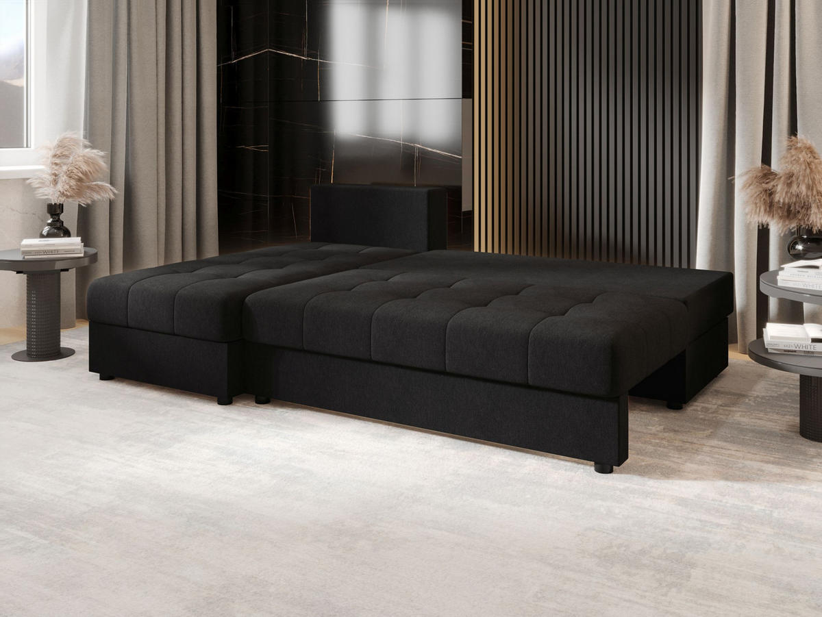 ECKSOFA MOS L Cosmic 100 Links mit Schlaffunktion - Schwarz, Textil (200/143cm) - Bedante