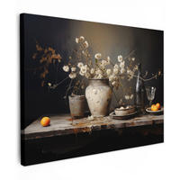 LEINWANDBILD Stilleben - Blumen - Blumenstrauß - Vase - Wein 40x30 cm - Schwarz, Textil (40/30cm) - MuchoWow
