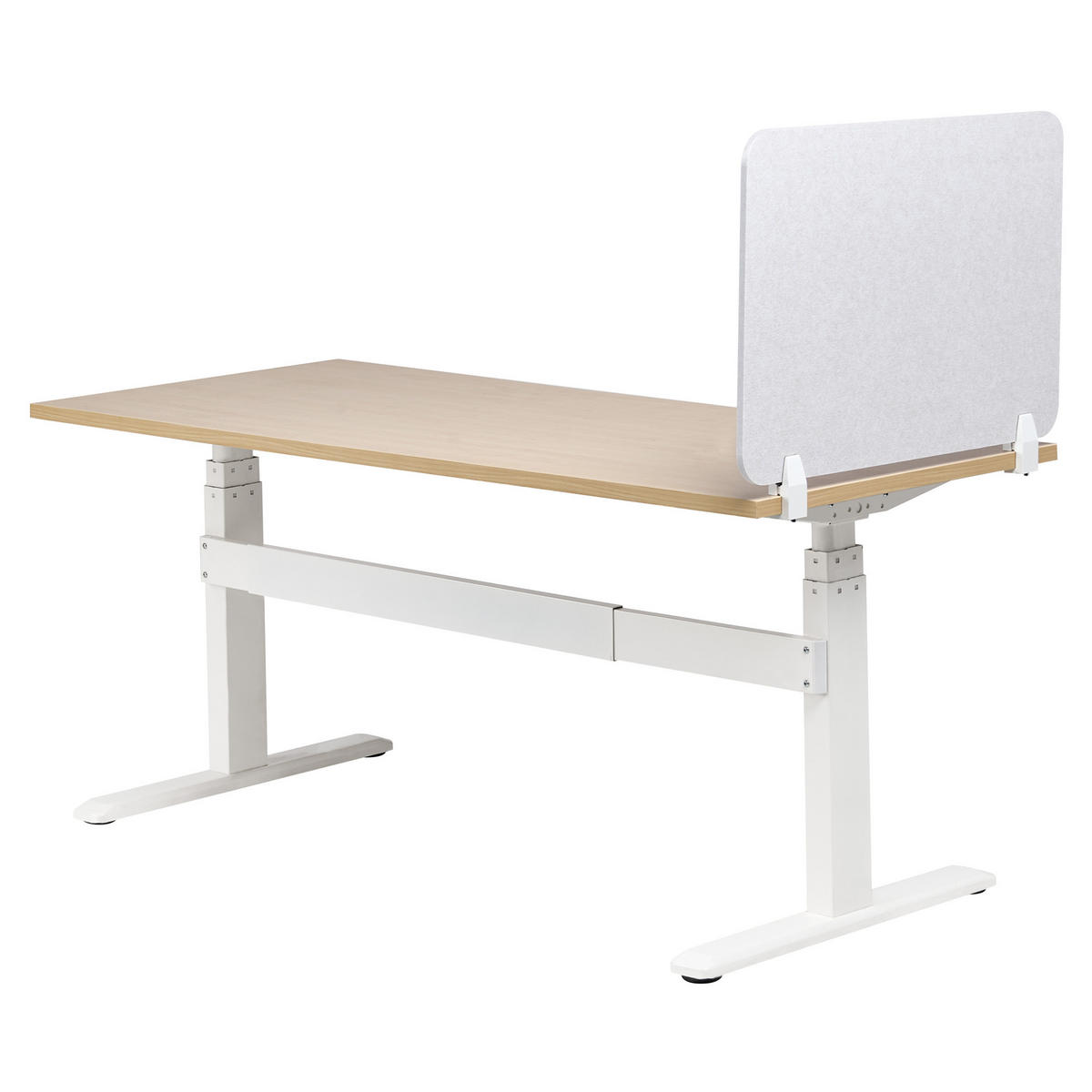 SCHREIBTISCHTRENNWAND 72x50 cm Cremeweiß Split - Creme, Textil (1/72/50cm) - Beliani