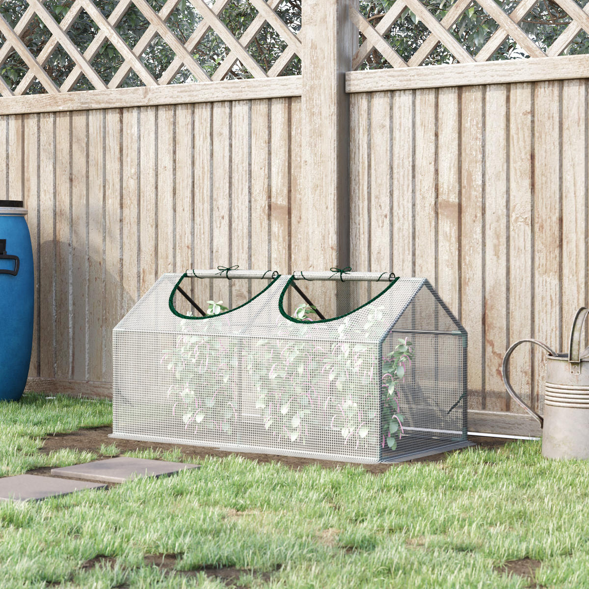 FOLIENGEWÄCHSHAUS, Weiß, PE, Stahl - Weiß, Kunststoff (60/60/120cm) - Outsunny