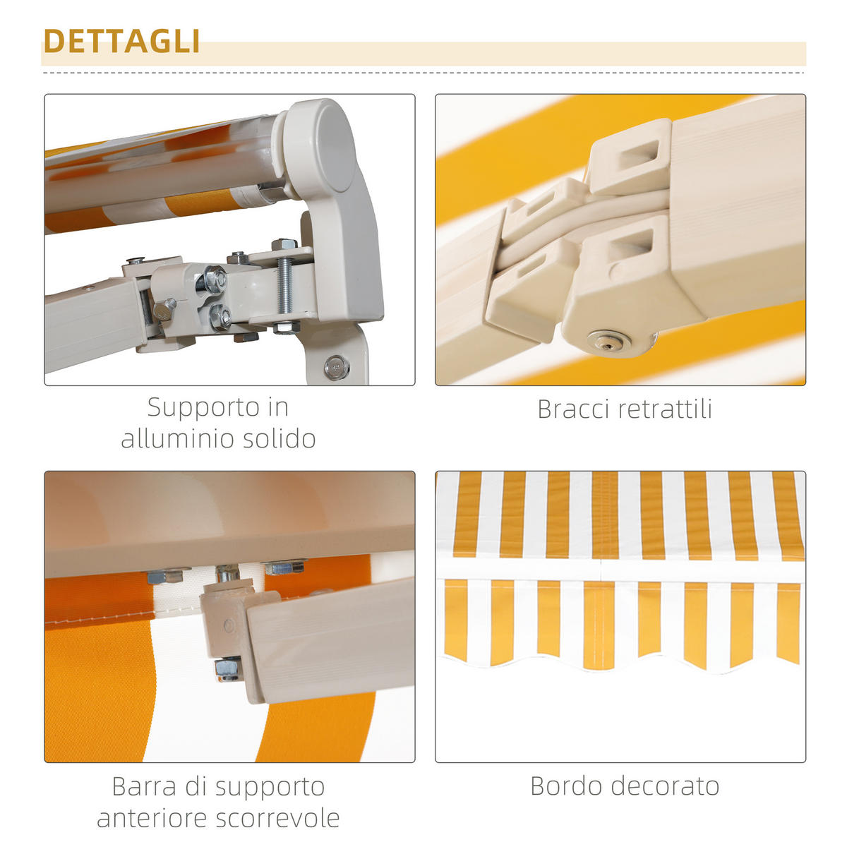 MARKISE DE-13907 manuell 295/245 cm, Winkel 45°-85° Orange - Orange, Metall (245/1/295cm) - ComfortXL