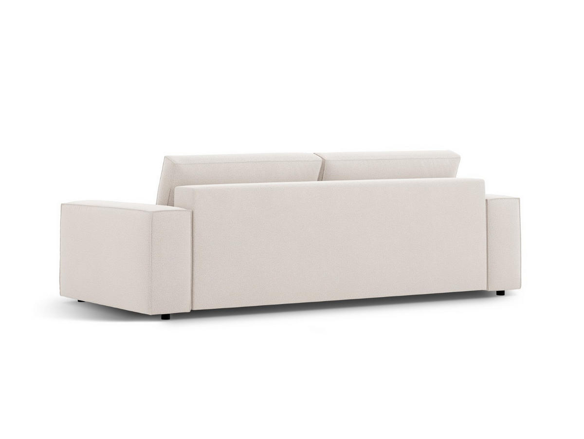 SOFA ausklappbar mit Bettkasten Jodie aus strukturiertem Stoff leichtes beige 3 Sitzplätze - Creme, Textil (107/86/247cm) - Micadoni
