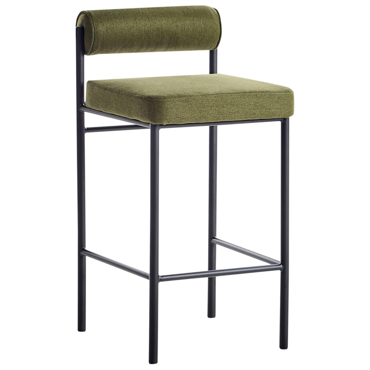BARSTÜHLEN 2er-Set Grün Amaya - Schwarz/Olivgrün, Holz/Textil (42/82/42cm) - Beliani