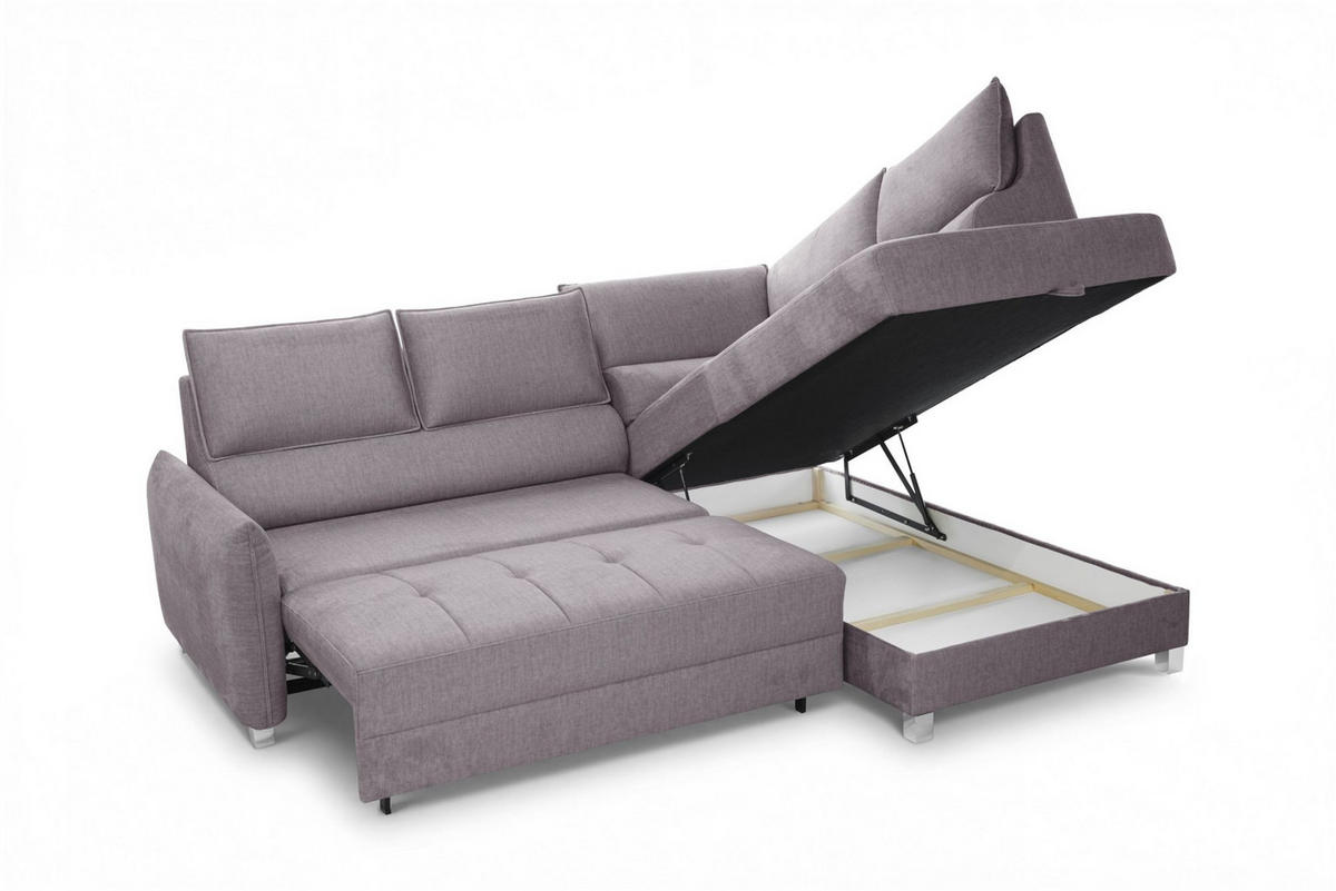 ECKSOFA Marno In Chill Me - Hellgrau, Holzwerkstoff/Textil (260/200cm) - Fun Möbel