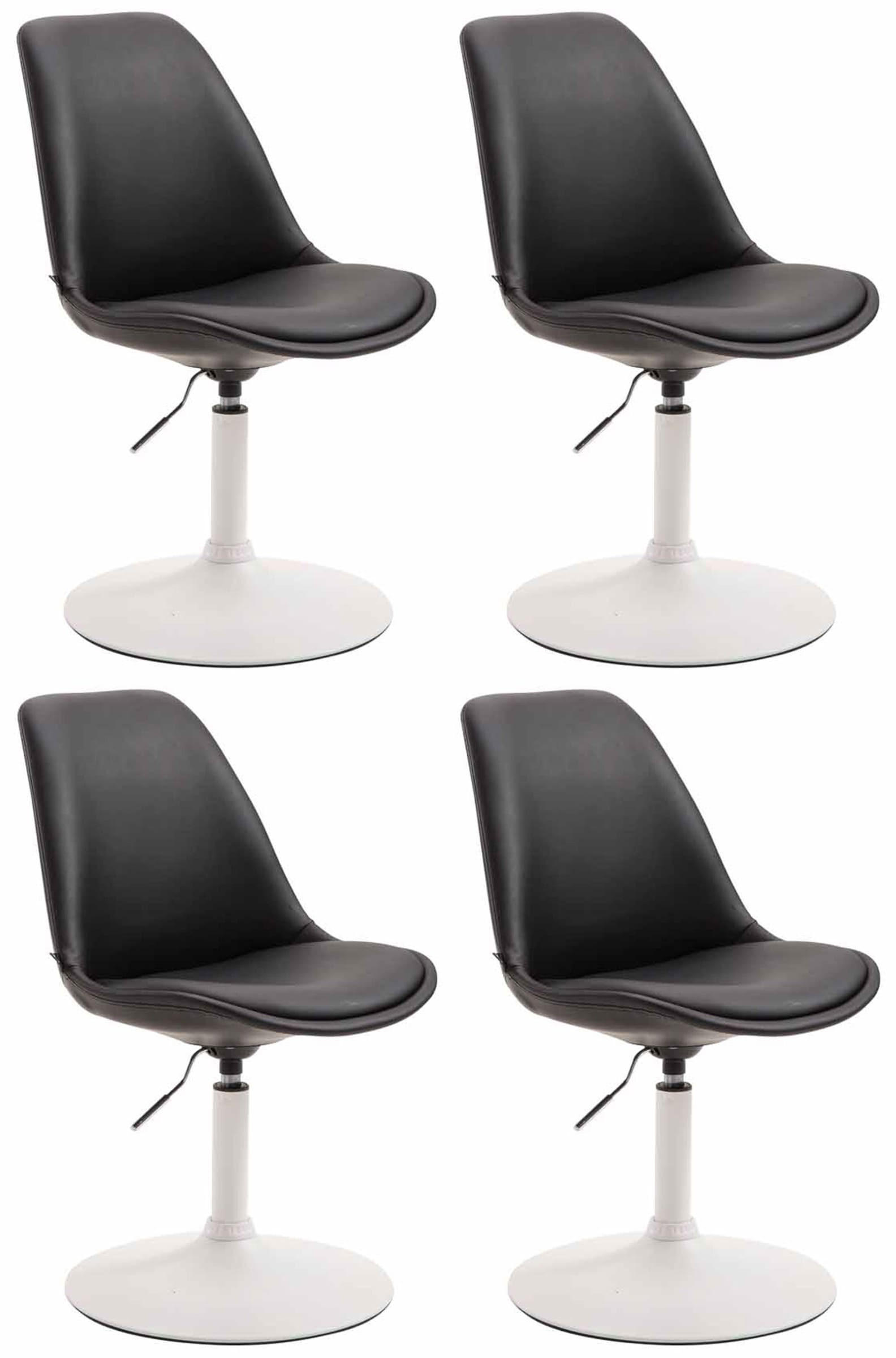 DREHSTUHL 4er Set Lederlook schwarz - Schwarz/Weiß, Textil/Metall (48/76/57cm) - CLP