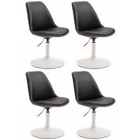 DREHSTUHL 4er Set Lederlook schwarz - Schwarz/Weiß, Textil/Metall (48/76/57cm) - CLP