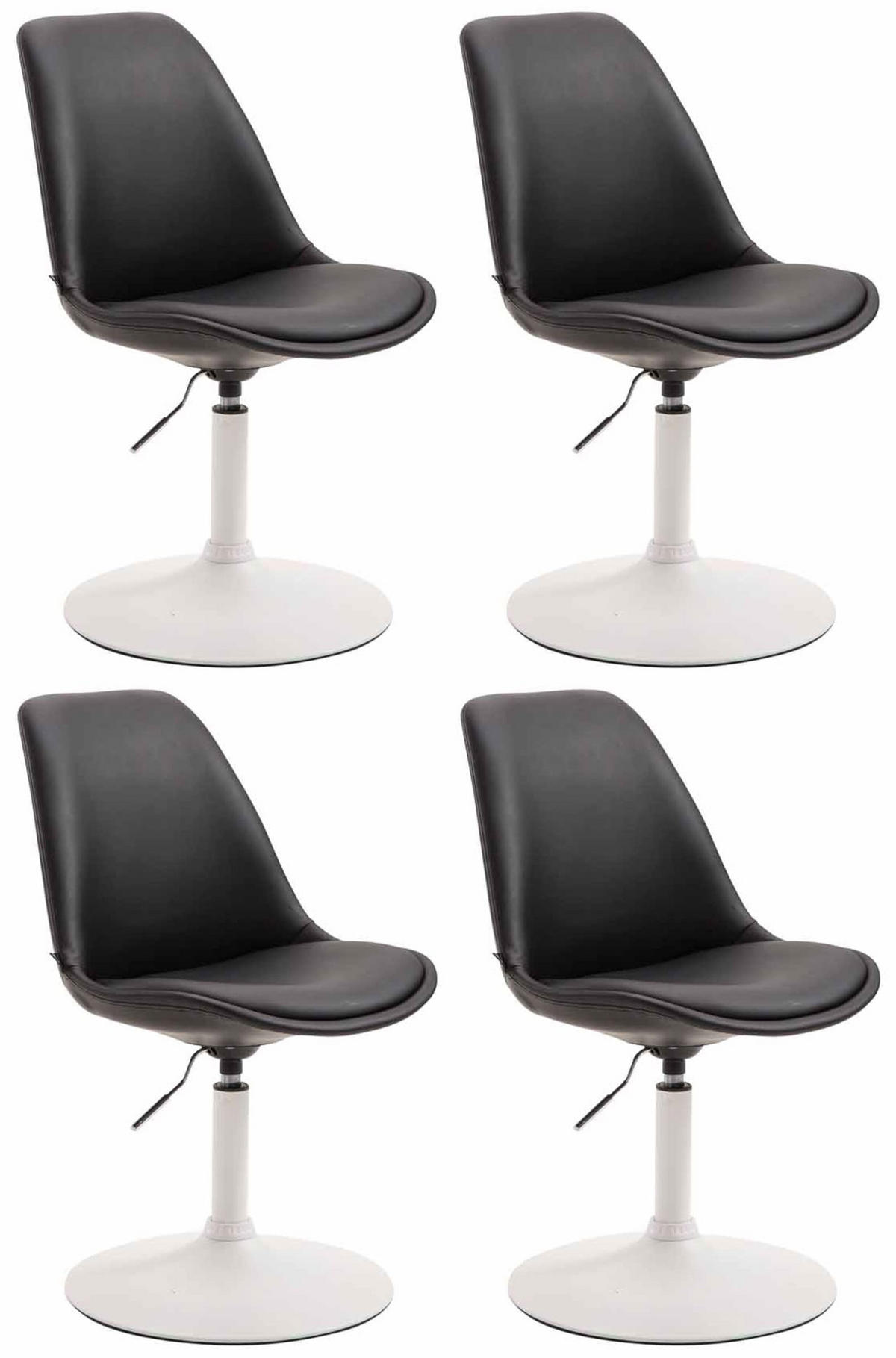 DREHSTUHL 4er Set Lederlook schwarz - Schwarz/Weiß, Textil/Metall (48/76/57cm) - CLP