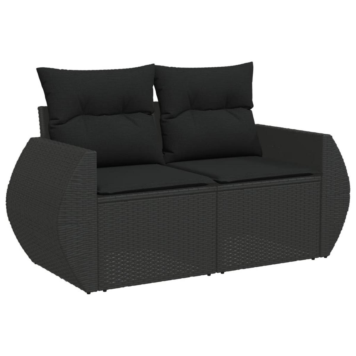 GARTEN-SOFAGARNITUR 10-teilig Mit Kissen Schwarz Poly Rattan - Schwarz, Kunststoff - vidaXL