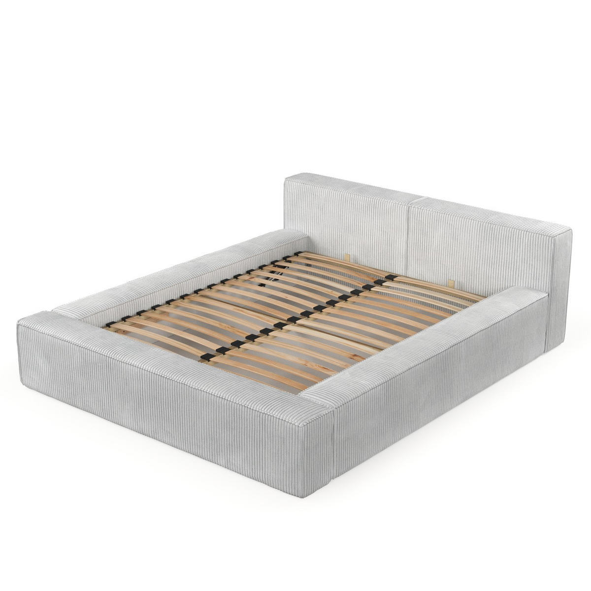 POLSTERBETT Casto mit Stauraum 200/200 cm Hellgrau im Poso Stoff - Hellgrau/Schwarz, Holz/Holzwerkstoff (200/200cm) - AltaBeds