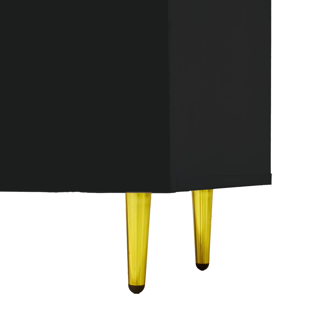 LOWBOARD in Schwarz und Gold Hochglanz-TV-Schrank mit 4 Türen für Wohnzimmer, B170/T35/H46 cm - Goldfarben/Schwarz, Holzwerkstoff/Metall (170/46/35cm) - STILVORA