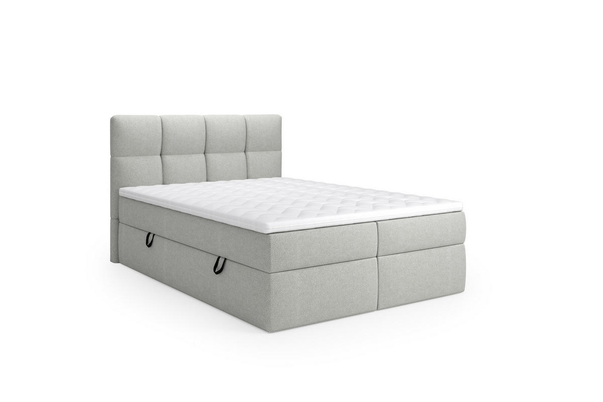 BOXSPRINGBETT Ruhe 180x200 – in Grau, Kaltschaum-Topper, großem Bettkasten - Hellgrau, Textil (180/200cm)