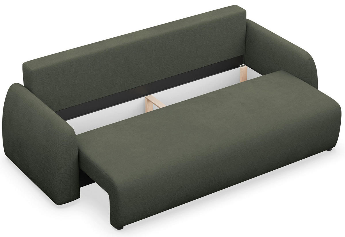 3-SITZER SOFA Nubelle dunkelgrün Chenille-Bezug, wasserabweisend - Dunkelgrün/Schwarz, Kunststoff/Textil (244/85/93cm) - Selsey