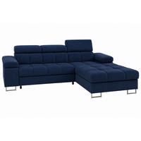 ECKSOFA COMODO Rechts mit Schlaffunktion & Bettkasten Marineblau - Dunkelblau, Textil (271/203cm) - KS Home Concept